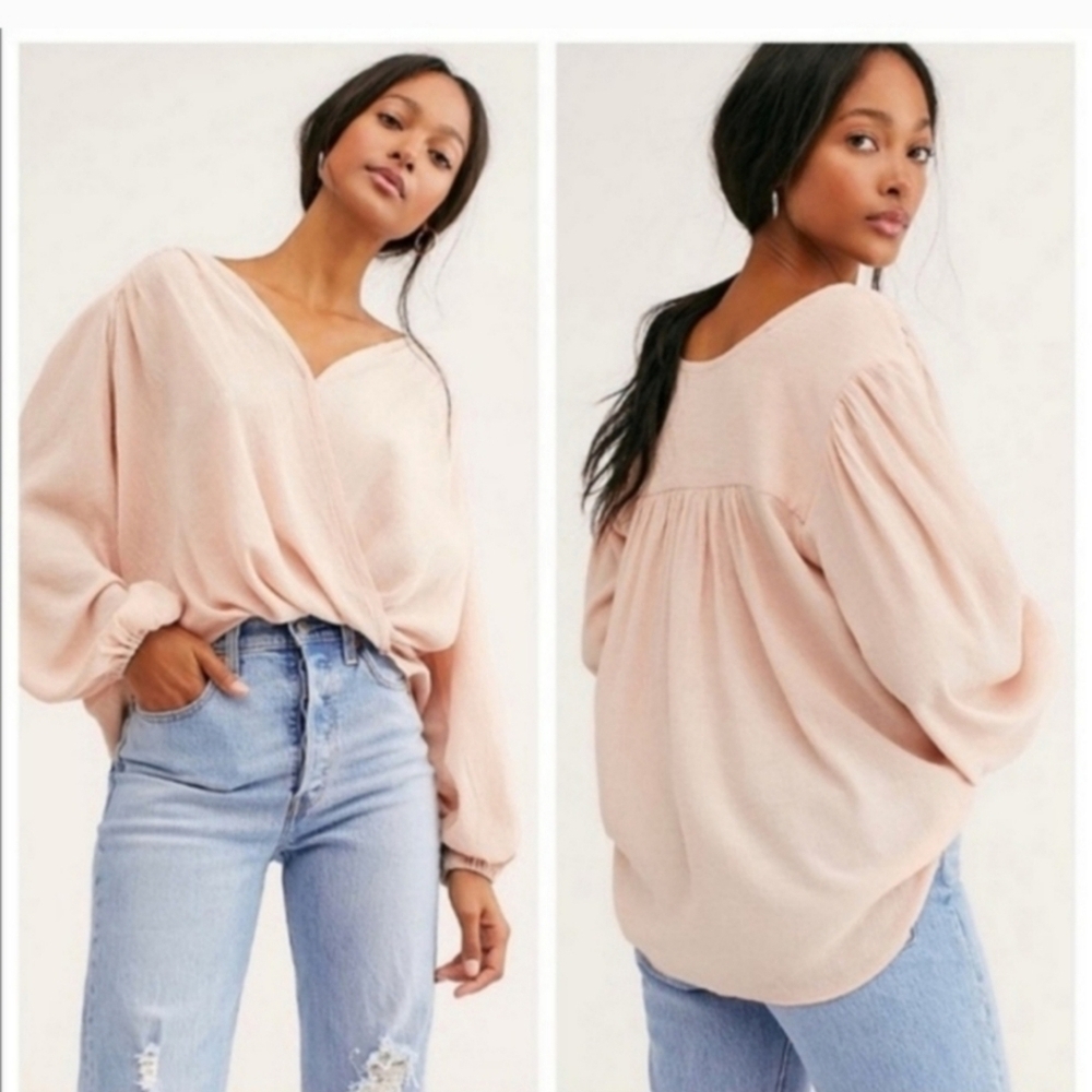 FREE PEOPLE Check On It Wrap Top,  Sz S